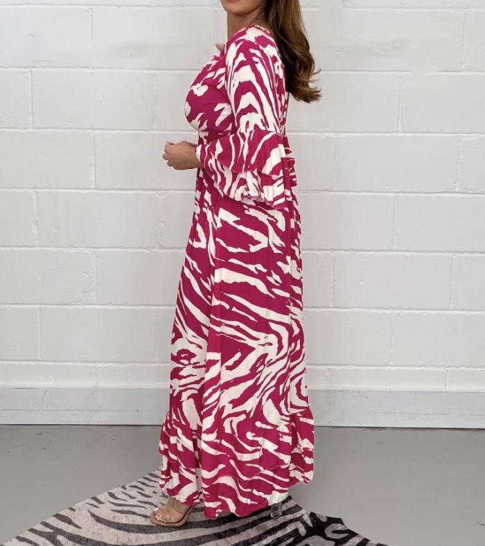 Resort Stripe Print Stretch High Waist Dress