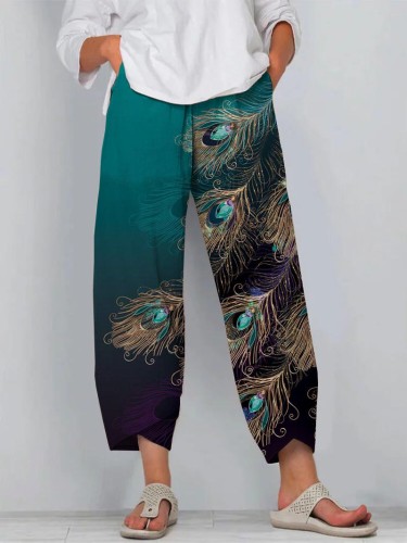 Loose Peacock Feather Pants