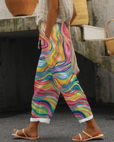 Women's Casual Rainbow Color Loose Pants