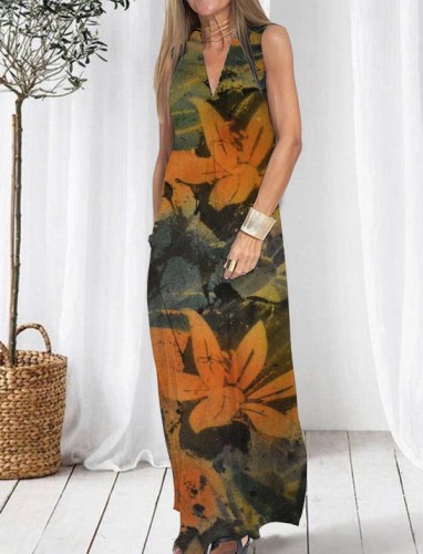 Two-Piece Oversized Floral Print Dress