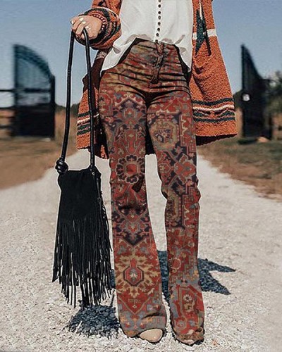 Women's Tribal Vintage Print Pants