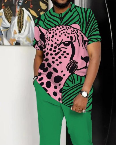 Men's Casual Wavy Leopard Print Suit