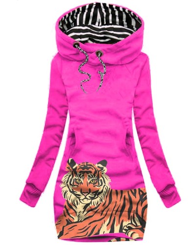 Casual Leopard Art Print Hooded Sweatshirt