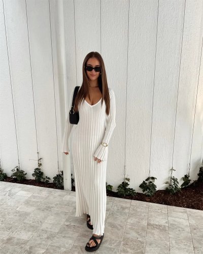 ⏰LAST DAY -50% OFF🔥2023 Fall New Sleeved Knit Midi Dress