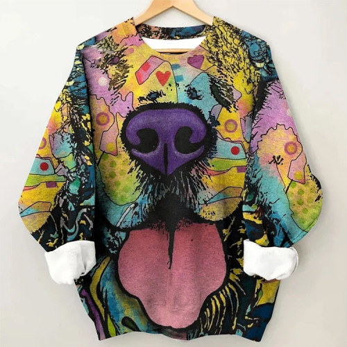 Colorful Picture Fun Dog Casual Long-Sleeved Top