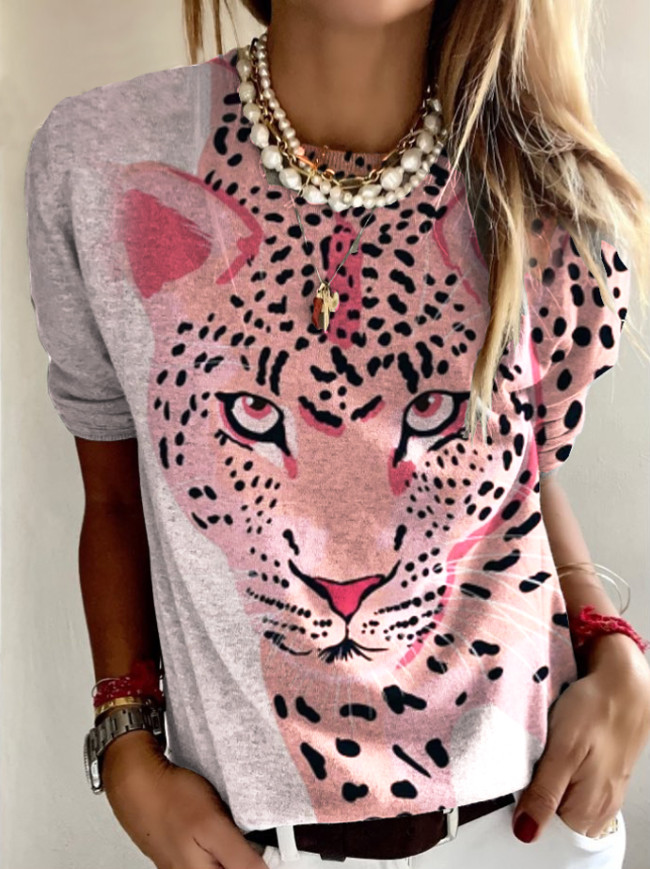 Pink Cheetah Hippie Crewneck Top
