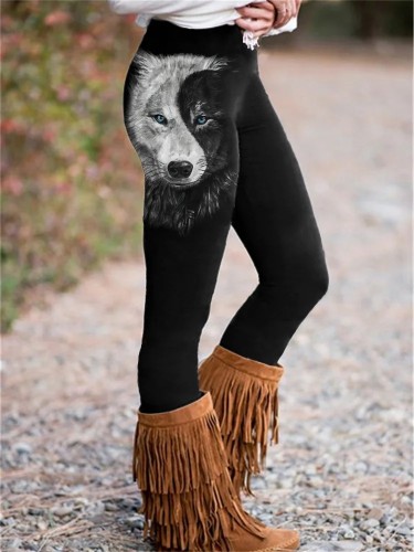 Western Wild Wolf Cozy Leggings