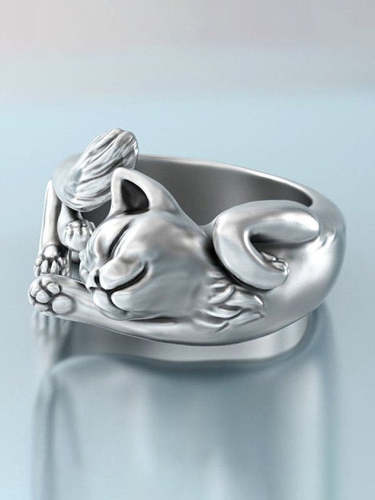 Vintage Alloy Cat Ring