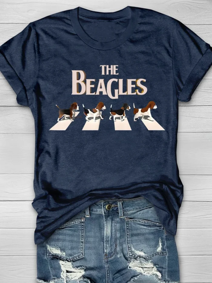 The Beagles Dog Print Short Sleeve T-shirt