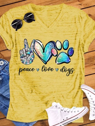 Women's Peace Love Dogs V-Neck Tee