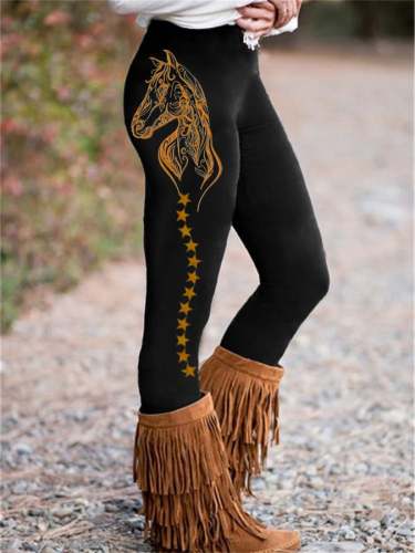 Women'S Horse Lover Cozy Print Leggings