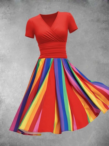 Women's Vintage Rainbow Dress
