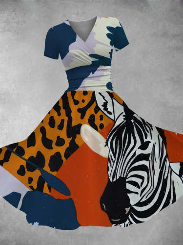 Women's Zebra Animal Print Maxi Dress