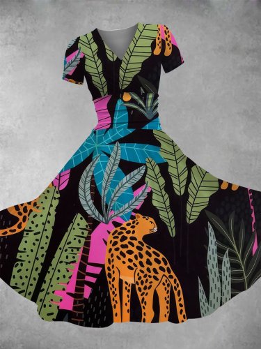 Women's Cheetah Leopard Print Maxi Dress