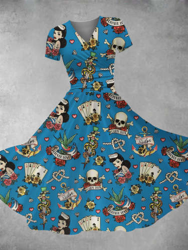 Women's Pin up Print Maxi Dress