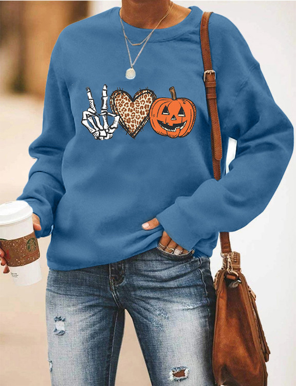Peace Love Pumpkin Halloween Sweatshirt