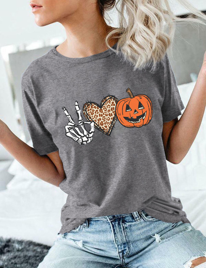 Peace Love Halloween Leopard T-Shirt