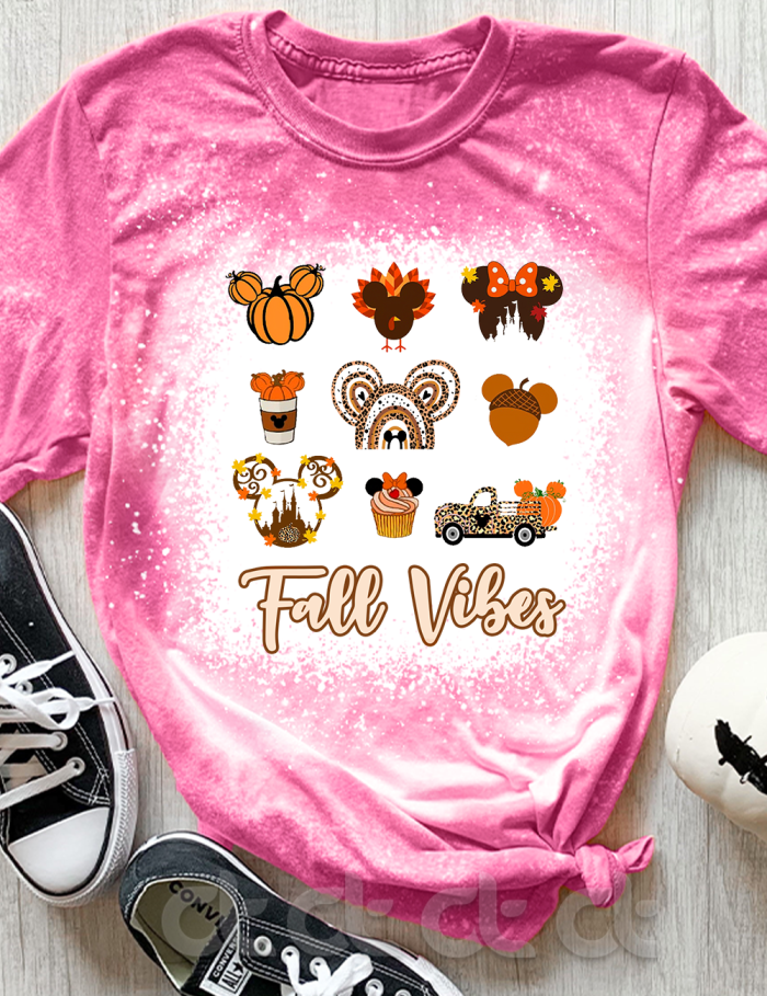 Fall Vibes Pumpkin Bleached T-Shirt