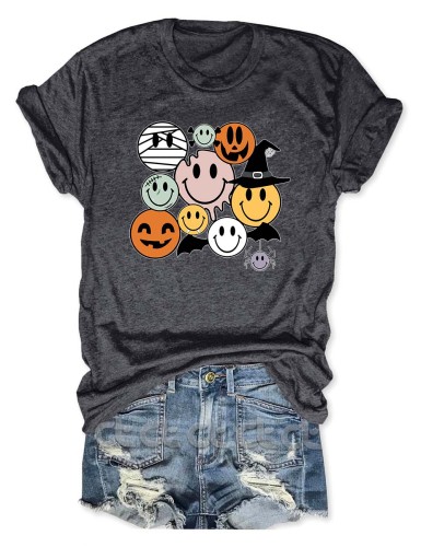 Smiley Face Spooky Vibes Halloween T-Shirt
