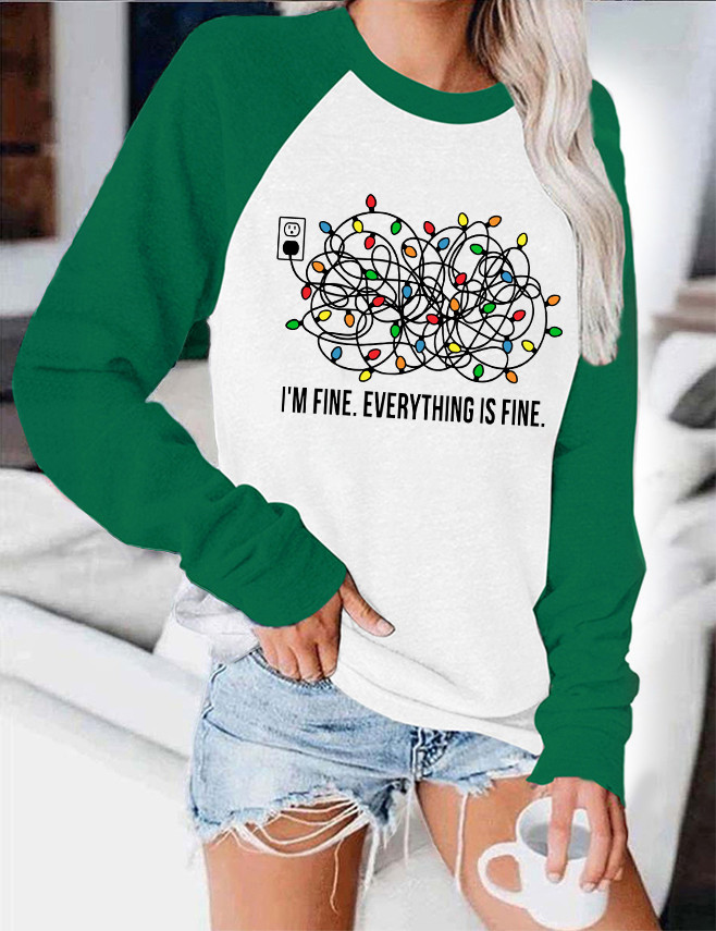 I'm Fine Everything is Fine Christmas Color Block Sweatshirt