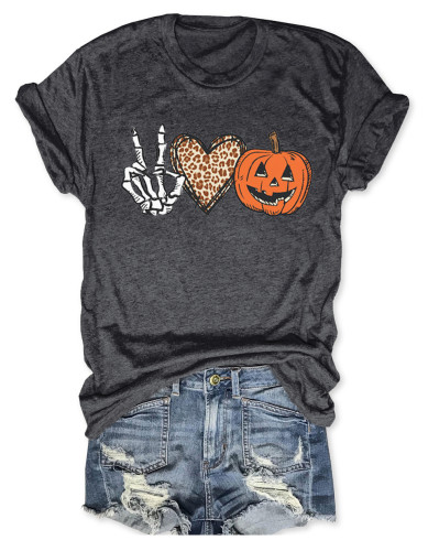 Peace Love Halloween Leopard T-Shirt