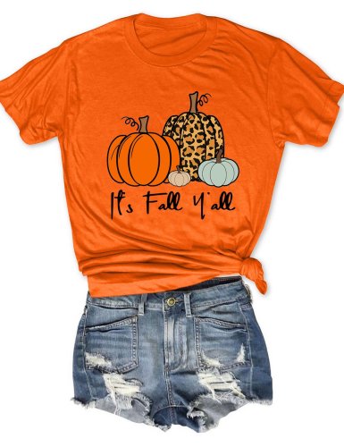 It's Fall Y'all Leopard Pumpkin T-Shirt