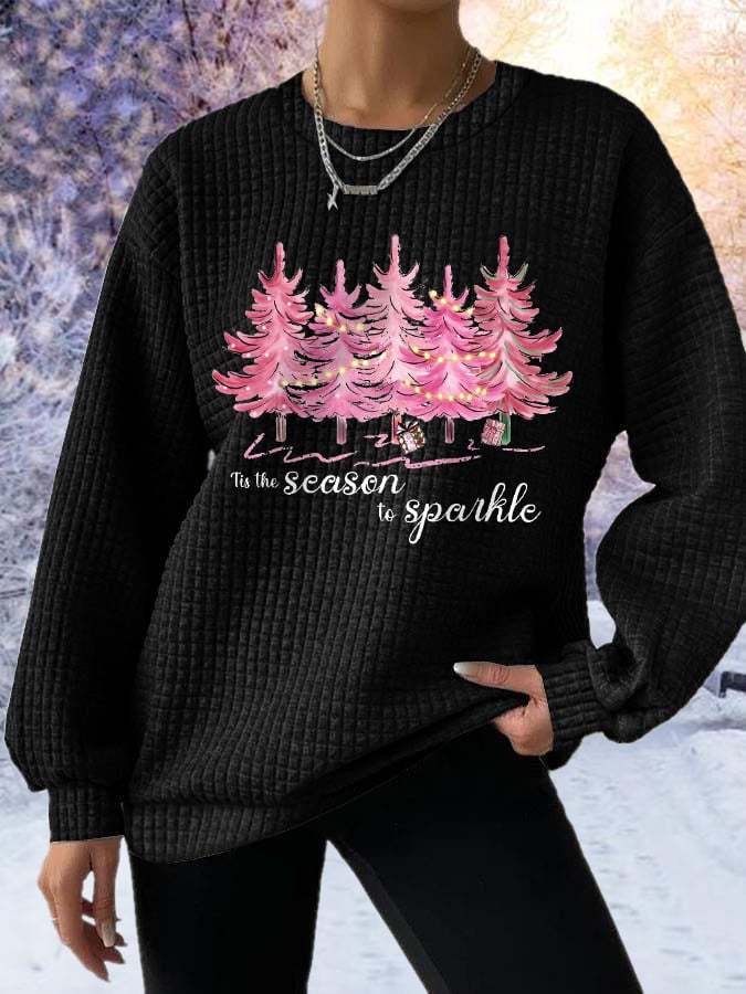 Women's tis the season to sparkle Christmas tree waffle sweatshirt