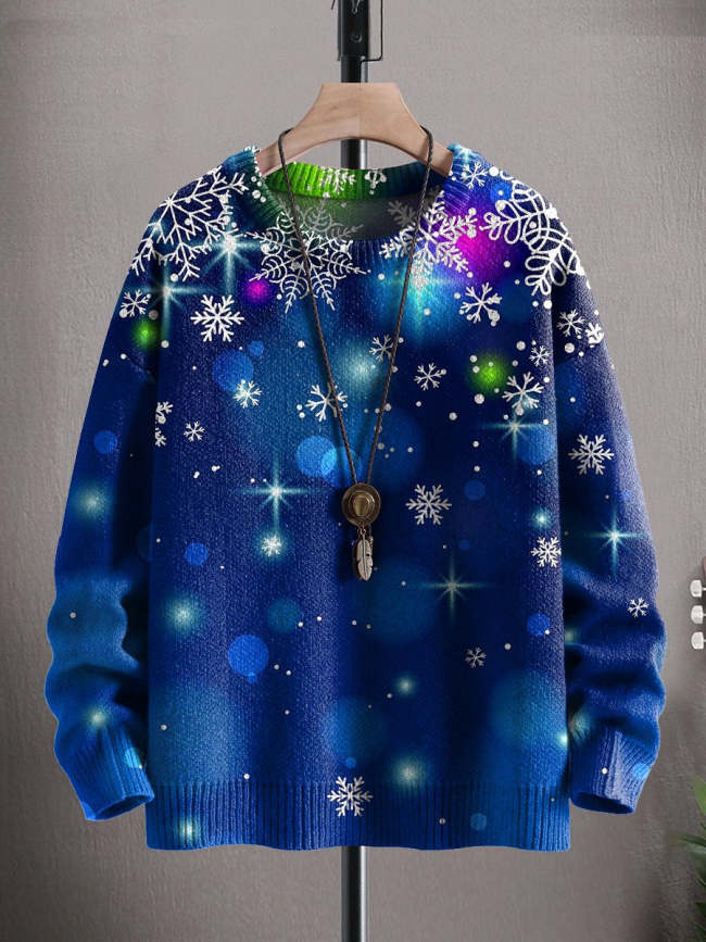 Chrismas Snowflake Multicolor Winter Print Casual Sweatshirt