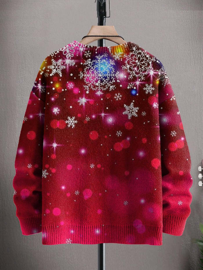 Chrismas Snowflake Multicolor Winter Print Casual Sweatshirt