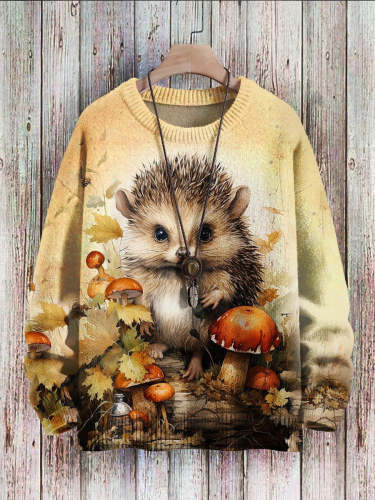 Hedgehog Vintage Art Vibe Print Sweater