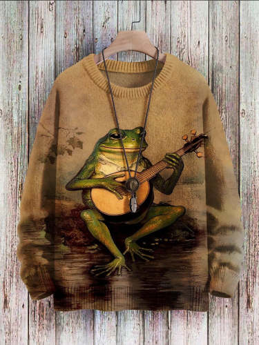 Toad Art  Print Pullover Knitted Sweater