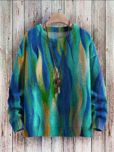 Vintage Ethnic Pattern Art Casual Print Pullover Knitted Sweater
