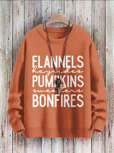 Pumpkin Fall Print Pullover Knitted Sweater