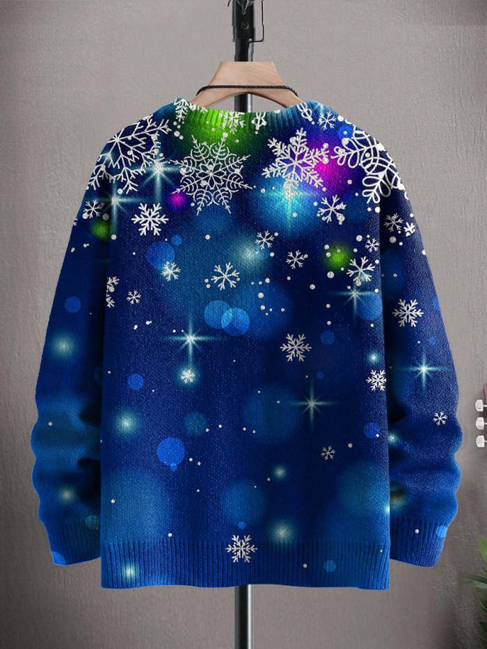 Chrismas Snowflake Multicolor Winter Print Casual Sweatshirt