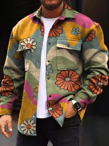 Fashion Simple Forest Print Men's Woolen Jacket