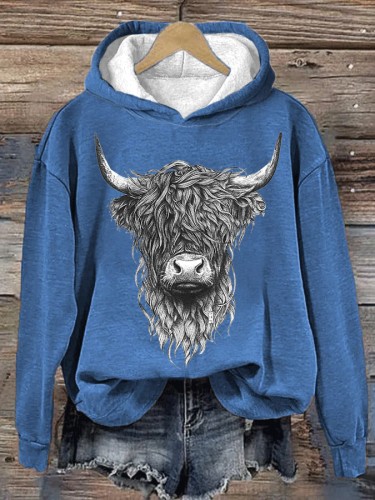🔥Buy 3 Get 10% Off🔥Women's Highland Cow Print Hooded Sweatshirt
