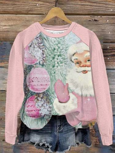 Women's Vintage Santa Print Sweatshirt