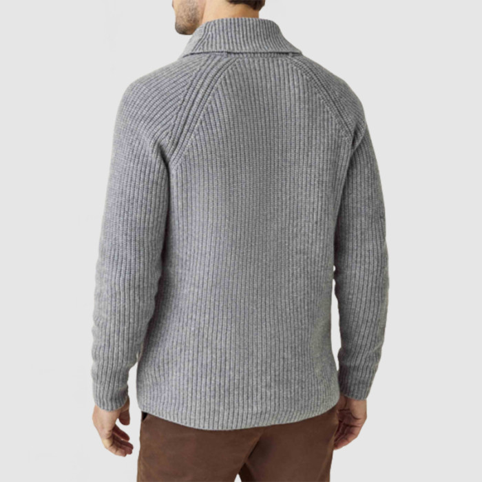 Men's Casual Lapel Long Sleeve Knit Jacket