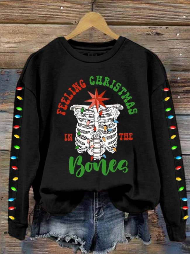 Women's Feeling Christmas In The Bones Dead Inside But It's Christmas Print Sweatshirt