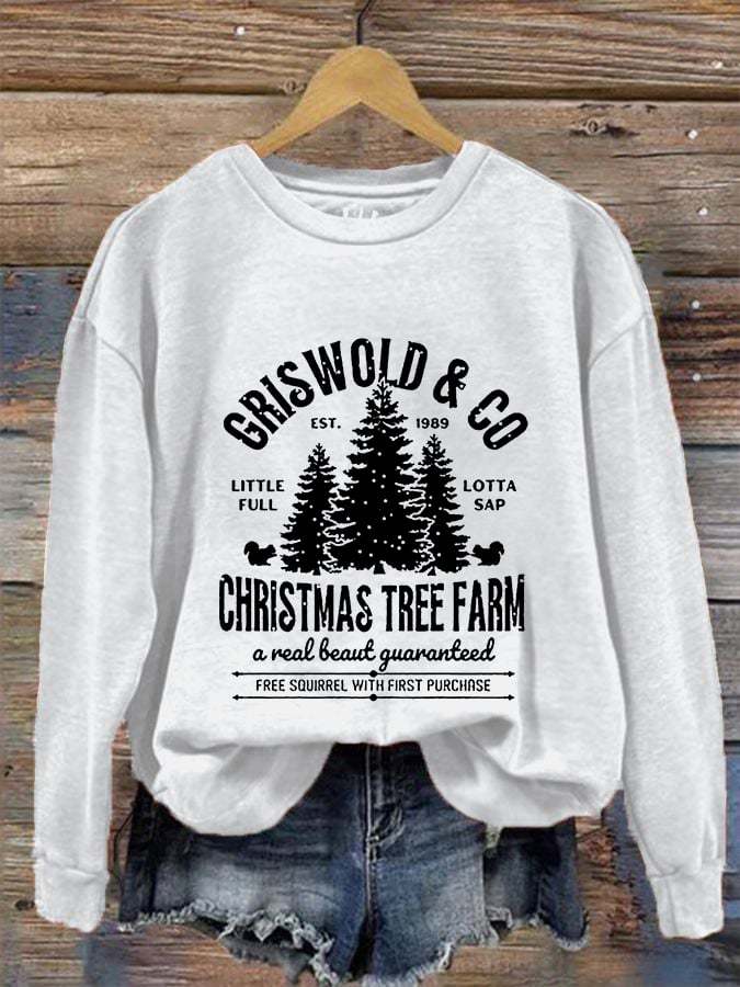 Women's Christmas Griswold Co Christmas Tree Farm Printed Sweatshirt