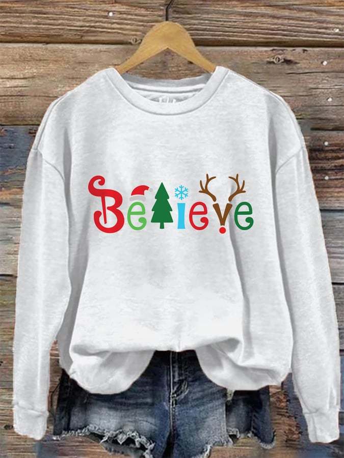 Christmas Sweatshirt With Belive Printv