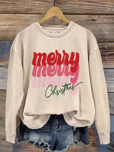 Merry Christmas Print Sweatshirt