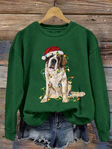 Women's Christmas Dog Mom Print Sweatshirt