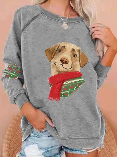 Women's Christmas Dog Print Sweatshirt