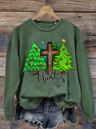 Women's Merry Chrismas Print Long Sleeve Sweatshirt