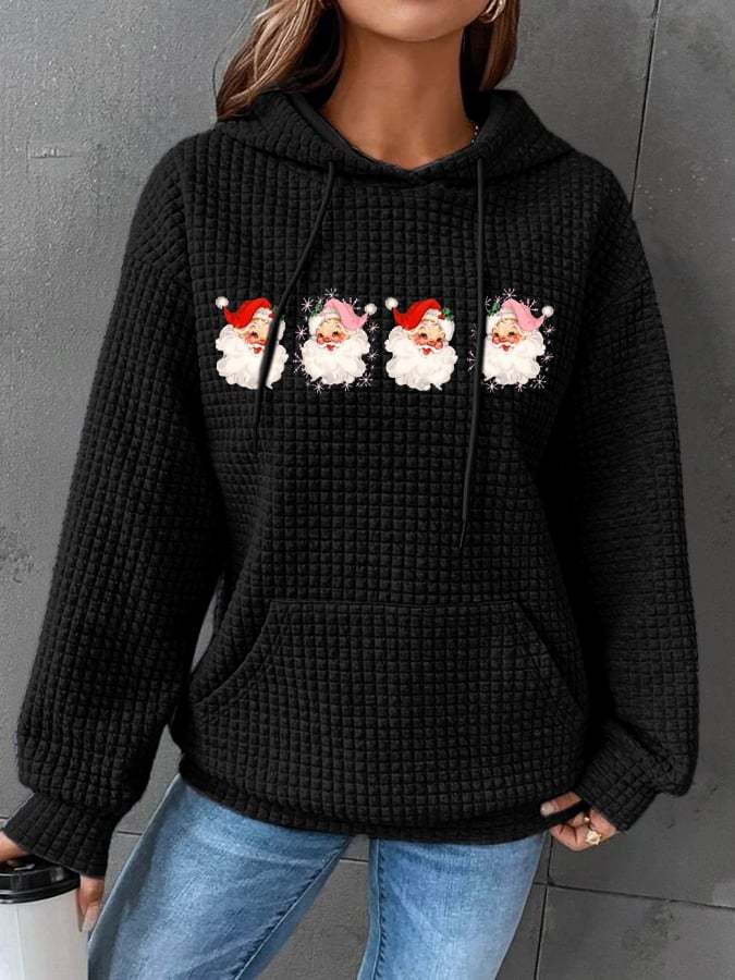 Women's Santa Print  Casual Hoodie