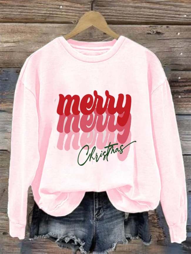 Merry Christmas Print Sweatshirt