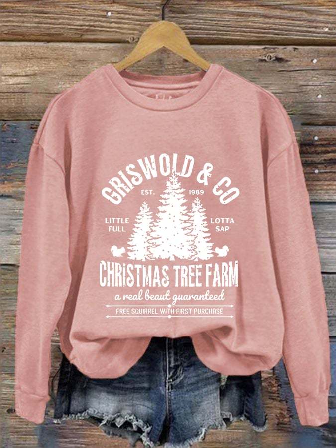 Women's Christmas Griswold Co Christmas Tree Farm Printed Sweatshirt