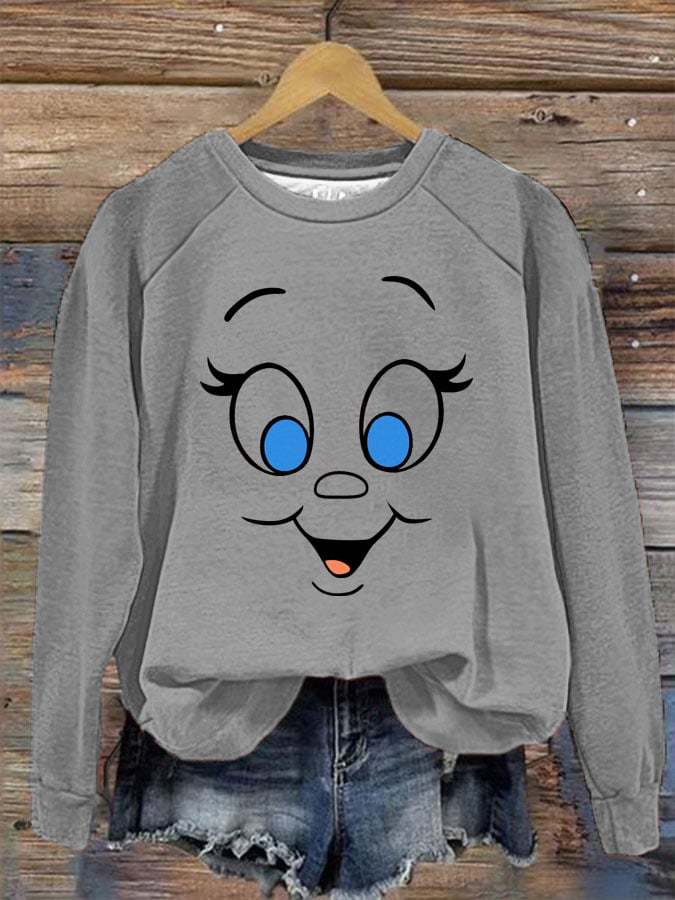 Women's Christmas Cartoon Cindy Lou Who Face Print Sweatshirt