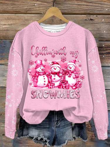 Women's Chillin' With My Snowmies Print Sweatshirt
